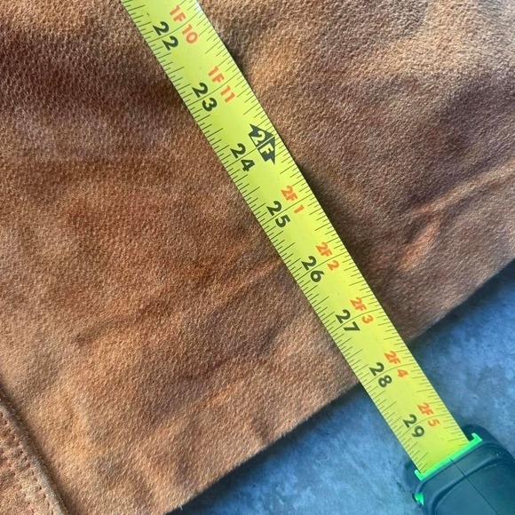 Vintage 70s Brown Suede Leather Shearling Fur Collar Coat Boho Grunge - Picture 7 of 7